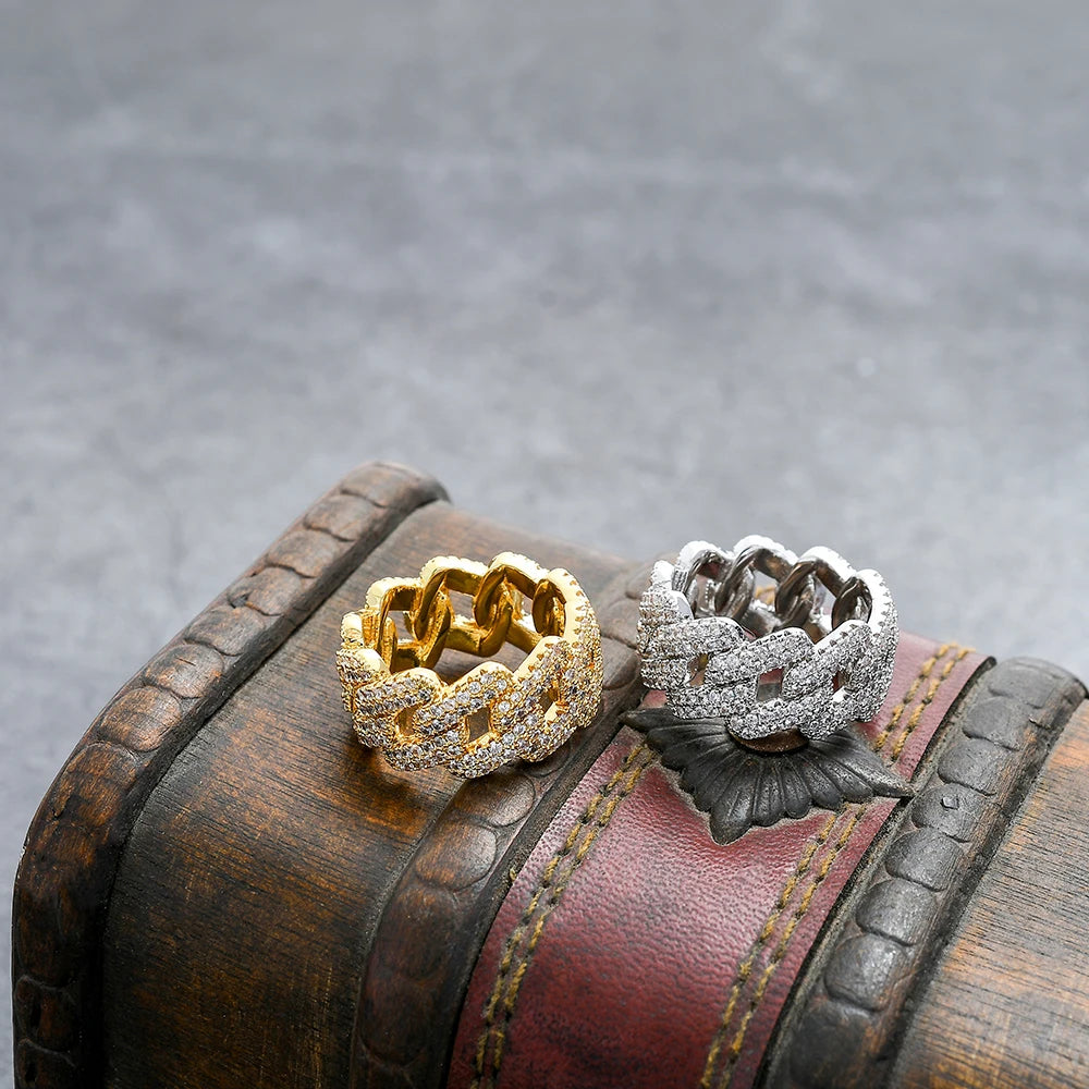 Brass Ring Micro Pave with AAA CZ Bling Bling Hip Hop Jewelry R027