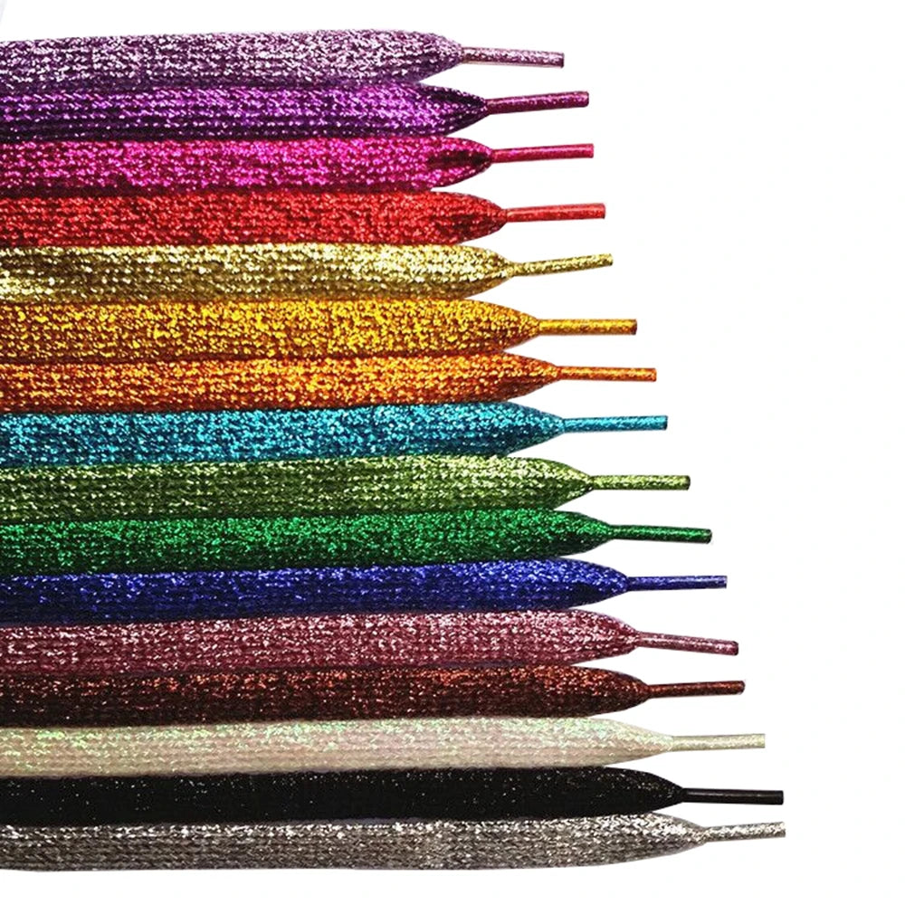 140cm 160cm 180cm Long Metallic Look Sparkle Boot Shoe Lace Glitter Shoelaces Bling Bling