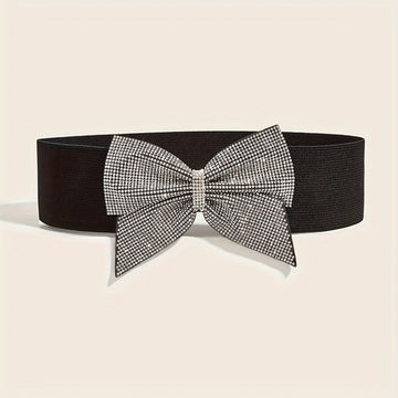 Rhinestone Bow Elastic Peplum Waistband Wide Wedding Party Dress Belts For Women Bling-Bling Corset