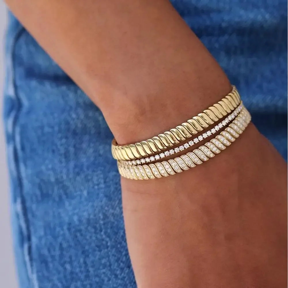 2026 New iced out bling cz snake chain bracelet 5A bling bling cubic zirconia high quality classic trendy women chain jewelry