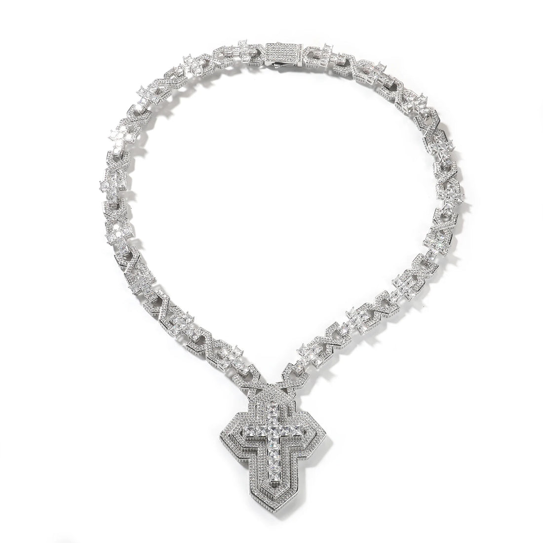 THE BLING KING Exquisitely Crafted 3 Layers Cross Necklace  Iced Out Cubic Zirconia Cross X Link Chain HipHop Jewelry For Gift