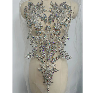 Handmade Bling Bling Decorated Appliques Rhinestone Applique for Wedding Dress DIY