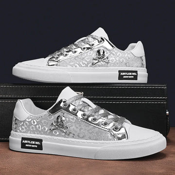 Bling Skateboard Shoes for Men Flats Sport Shoes Zapatillas Hombre Lightweight Comfortable Leather Fashion Shoes Male Sneakers