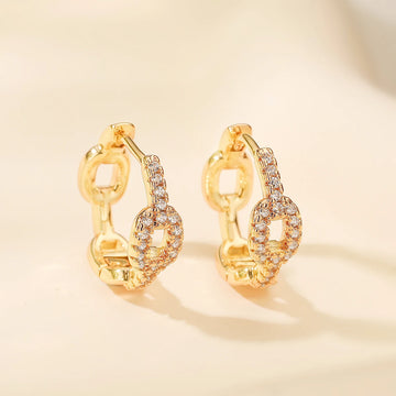 NEWBUY Bling Bling AAA CZ Zircon Inlay Hollow Design Geometric Hoop Earrings For Elegant Women Party Jewelry