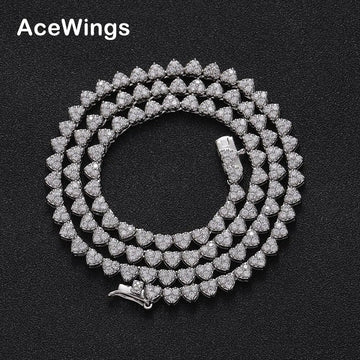Bling Bling Women Tennis Chain Necklace Full CZ Heart-shaped Tennis Necklace Fashion Jewelry BC235