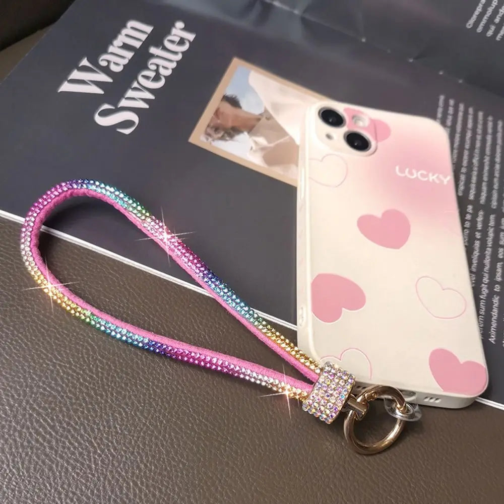 Luxury Keychain Rhinestone Phone Lanyard Bright Bling Bling Wrist Straps Hanging Cord Phone Accessories