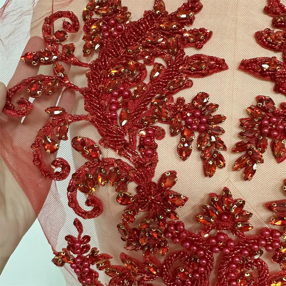 Handmade Bling Bling Decorated Appliques Rhinestone Applique for Wedding Dress DIY