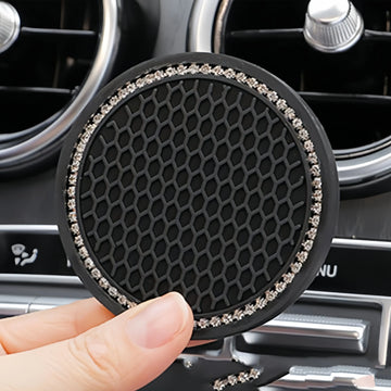 2PCS Bling Anti Slip Car Cup Coasters,Universal Vehicle Bling Holder Insert, Best Gift Car Bling Accessories for Women